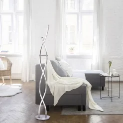 Paul Neuhaus LED Stehleuchte Wellen in Stahl dimmbar 53 W 140 cm* Wohnzimmerlampen|Metall Lampen