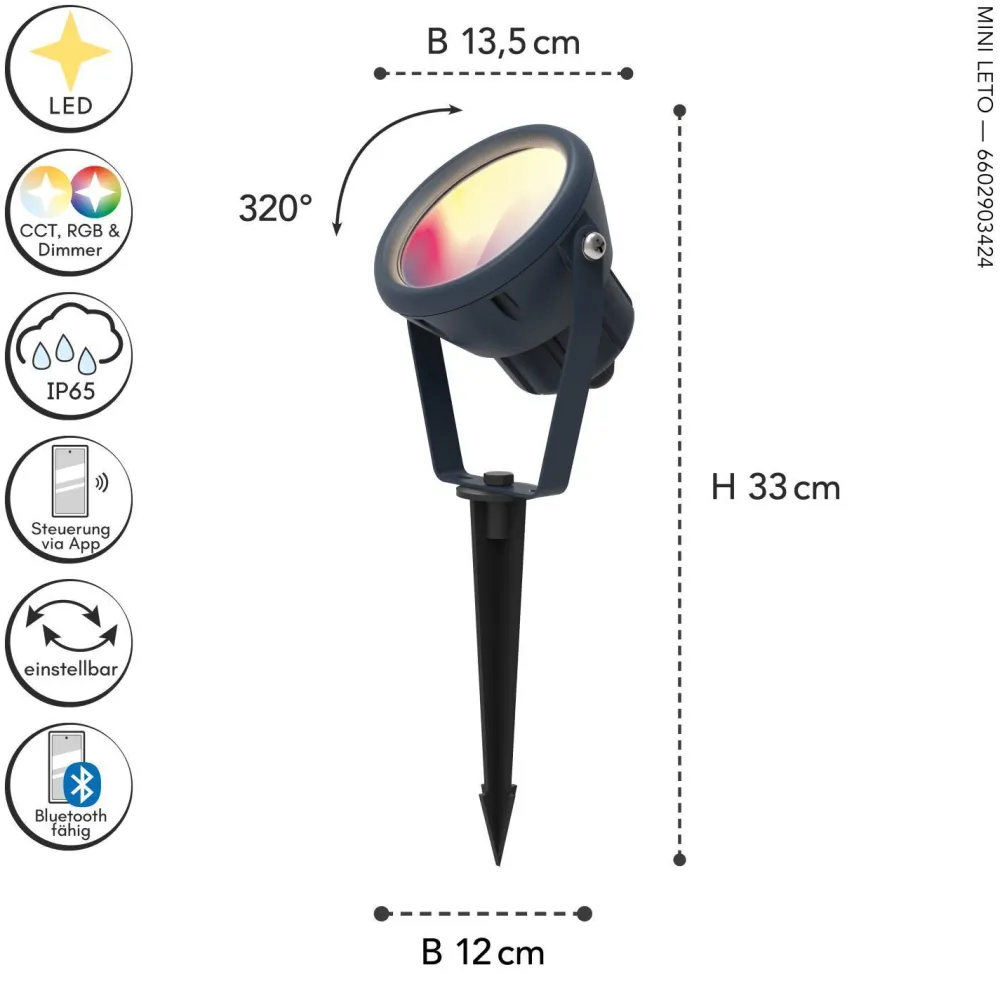 Discount Eco-Light LED Strahler mit Erdspieß flexibel IP65 RGB dimmbar