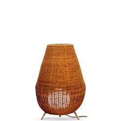 Clearance Newgarden LED Tischlampe außen Rattan Akku IP54 72 cm kabellos Dimmer