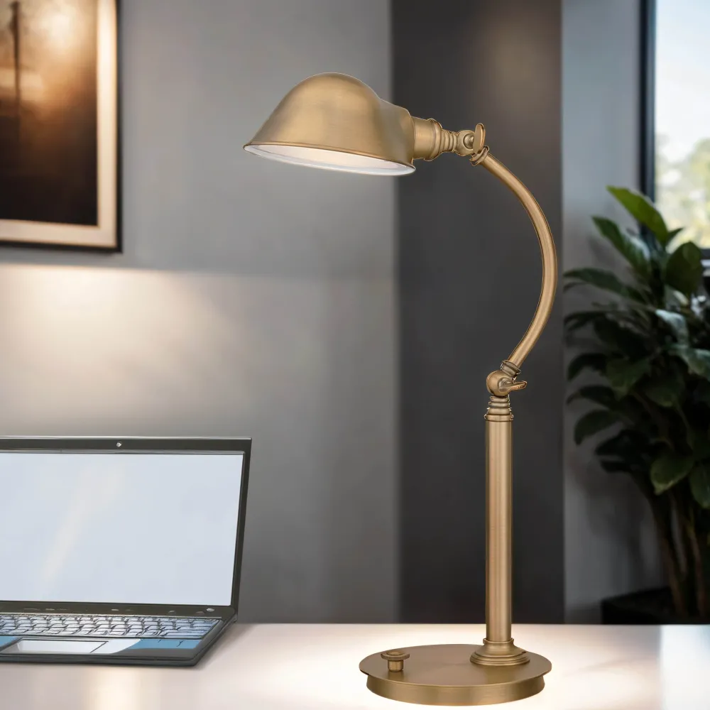 Elstead LED Tischlampe dimmbar 53cm verstellbar in Messing antik* Led Lampen|Bürolampen