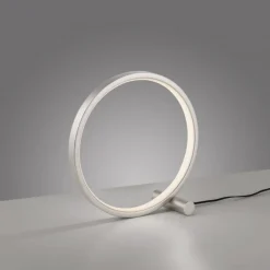 Just Light LED Tischlampe Silber Metall Ring H:25,5 cm 3000 K 10 W