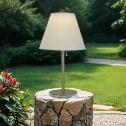 Searchlight LED Tischlampe Solar außen IP44 68 cm in Silber Weiß 3000 K* Solarleuchten|Led Außenleuchten