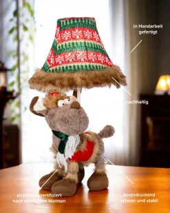 Happy Lamps LED Tischlampe Weihnachten Rentier 51 cm Beige Rot Grün*Kinder Wohnzimmerlampen|Kinderzimmerlampen