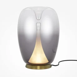 New Maytoni LED Tischleuchte Aluminium Rauchglas D: 20 cm 27,2 cm