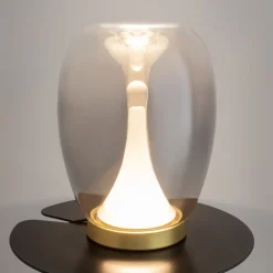 New Maytoni LED Tischleuchte Aluminium Rauchglas D: 20 cm 27,2 cm