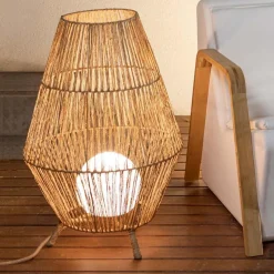 Newgarden LED Tischleuchte außen IP54 72 cm Rattan Dimmer Fernbedienung* Wegeleuchten|Moderne Außenleuchten