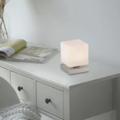 Paul Neuhaus LED Tischleuchte Glas 16 cm 5 W 580 lm dimmbar in Stahl* Wohnzimmerlampen|Schlafzimmer Lampen