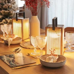 Newgarden LED Tischleuchte Holz Metall 24 cm IP54 2700K kabellos Outdoor* Metall Lampen|Moderne Außenleuchten