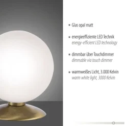 Paul Neuhaus LED Tischleuchte in Altmessing Glaskugel 3 W dimmbar* Wohnzimmerlampen|Schlafzimmer Lampen