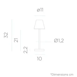 Newgarden LED Tischleuchte kabellos Touch Dimmer 32 cm IP44 Rosa Weiß* Metall Lampen|Led Außenleuchten