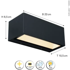Eco-Light LED Wandlampe Aluminium Schwarz 3000 K IP54 Up Down* Metall Lampen|Led Außenleuchten