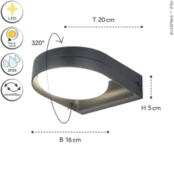 Discount Eco-Light LED Wandlampe Anthrazit Aluminium IP54 B:16 cm blendarm