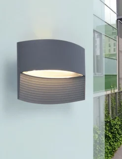 New Eco-Light LED Wandlampe Anthrazit Aluminium B:18 cm IP54 3000 K