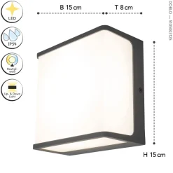 Eco-Light LED Wandlampe Anthrazit Aluminium IP54 4000 K B:15 cm* Metall Lampen|Led Außenleuchten