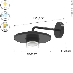 Eco-Light LED Wandlampe außen Aluminium B:24 cm 7 W IP54 Schwarz* Metall Lampen|Led Außenleuchten