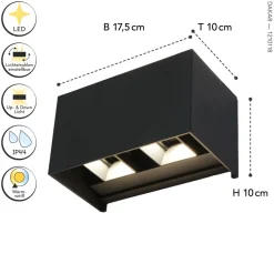 Eco-Light LED Wandlampe außen Aluminium Up Down IP54 B:17,3 cm* Led Außenleuchten|Fassadenstrahler