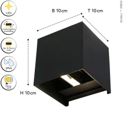 Hot Eco-Light LED Wandlampe Außen Anthrazit Up Down IP54 3000 K 6 W