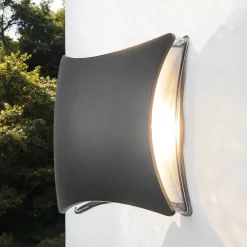 Hot Harms Import LED Wandlampe außen Schwarz Modern B: 20 cm