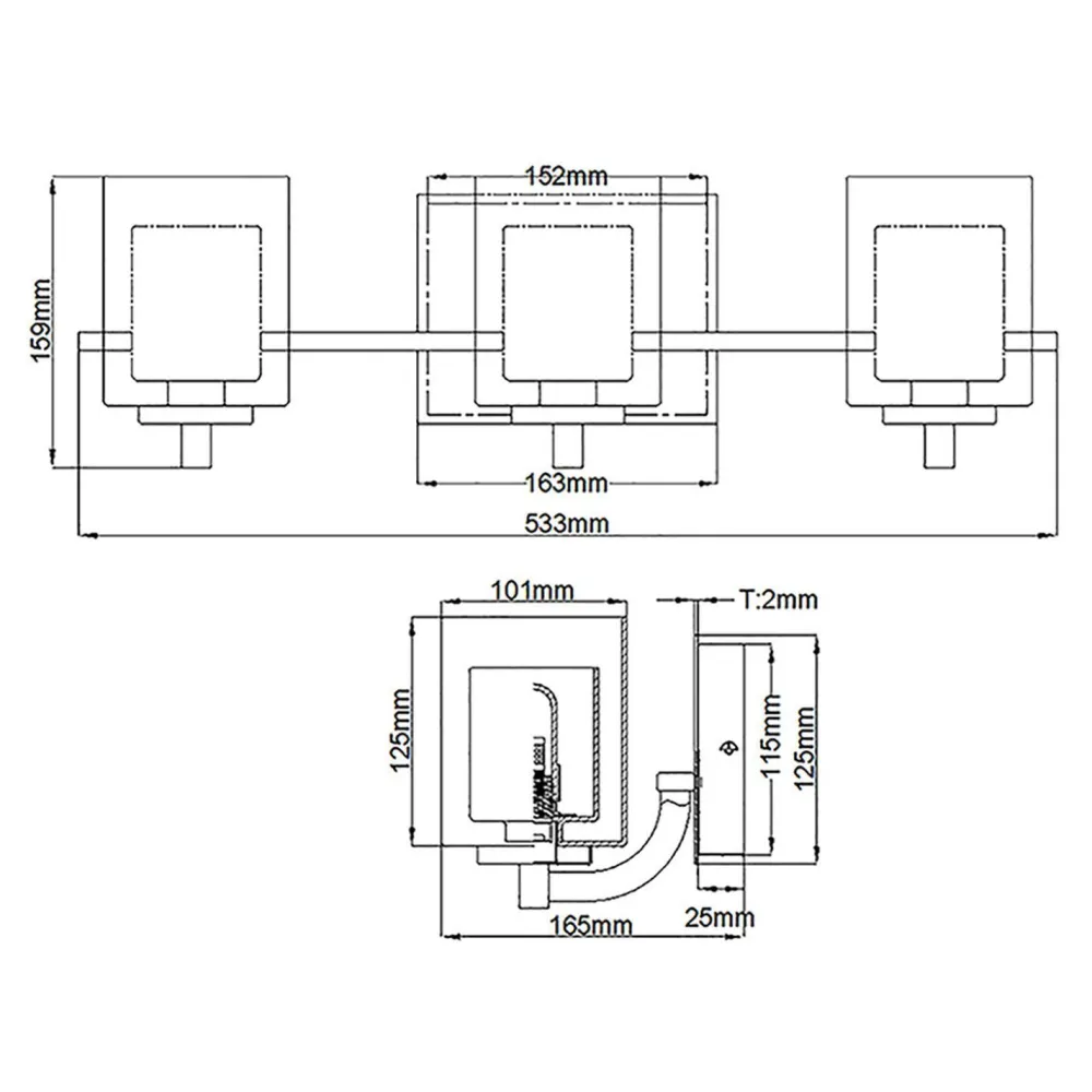 Hot Elstead LED Wandlampe Badezimmer Metall Glas B: 53,3 cm IP44 3000 K