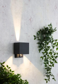 New Eco-Light LED Wandlampe Bewegungssensor Anthrazit Up Down IP54