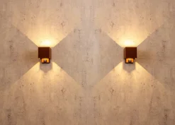 Eco-Light LED Wandlampe Bewegungssensor Rostbraun Up Down IP54* Metall Lampen|Led Außenleuchten