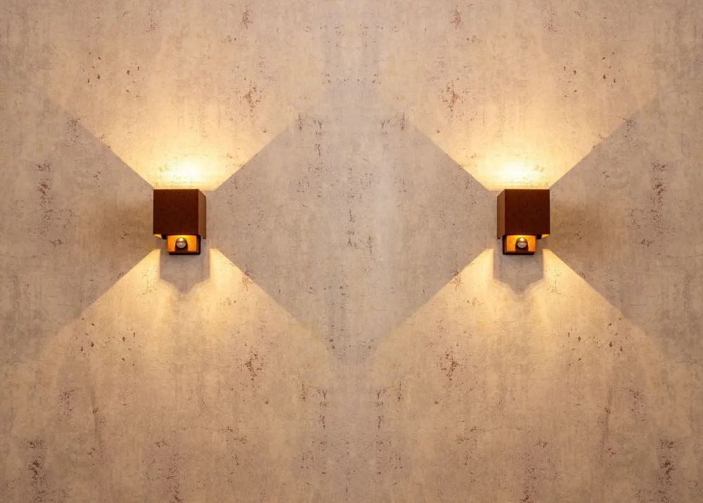 Eco-Light LED Wandlampe Bewegungssensor Rostbraun Up Down IP54* Metall Lampen|Led Außenleuchten