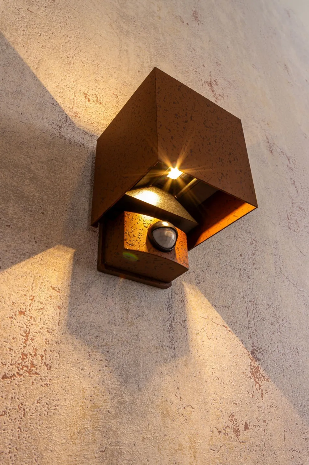 Eco-Light LED Wandlampe Bewegungssensor Rostbraun Up Down IP54* Metall Lampen|Led Außenleuchten