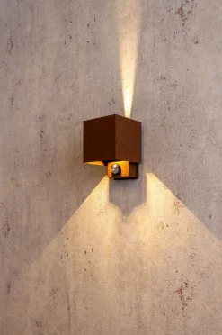 Eco-Light LED Wandlampe Bewegungssensor Rostbraun Up Down IP54* Metall Lampen|Led Außenleuchten