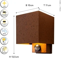 Eco-Light LED Wandlampe Bewegungssensor Rostbraun Up Down IP54* Metall Lampen|Led Außenleuchten