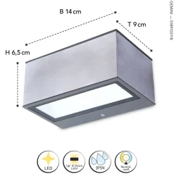 Clearance Eco-Light LED Wandlampe Edelstahl in Nickel 4000 K IP54 Up Down