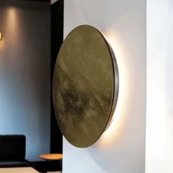 Nowodvorski LED Wandlampe flach Ø 35 cm in Gold 3000 K 160 lm Holz* Metall Lampen|Holzlampen