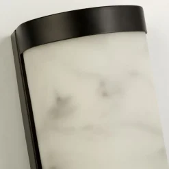 New Searchlight LED Wandlampe Harz Metall Schwarz Marmor IP44 H:25 cm