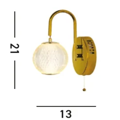 Searchlight LED Wandlampe in Messing Metall 430 lm mit Zugschalter* Wohnzimmerlampen|Metall Lampen