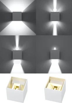 New Sollux LED Wandlampe JAZZINELLE Weiß quadratisch IP54 Up Down