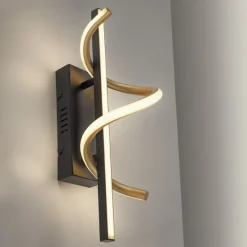 Just Light LED Wandlampe Metall dimmbar 3000 K Schwarz Messing* Led Lampen|Wandleuchten