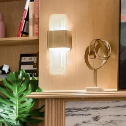 Sale Elstead LED Wandlampe Metall Glas H: 43,2 cm in Messing Weiß