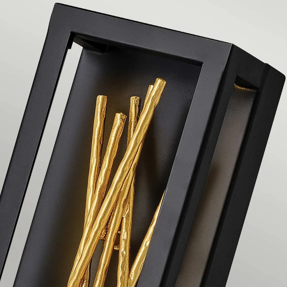 Elstead LED Wandlampe Metall H: 61 cm in Schwarz Gold eckig* Led Lampen|Wandleuchten