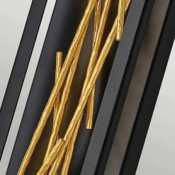 Elstead LED Wandlampe Metall H: 61 cm in Schwarz Gold eckig* Led Lampen|Wandleuchten