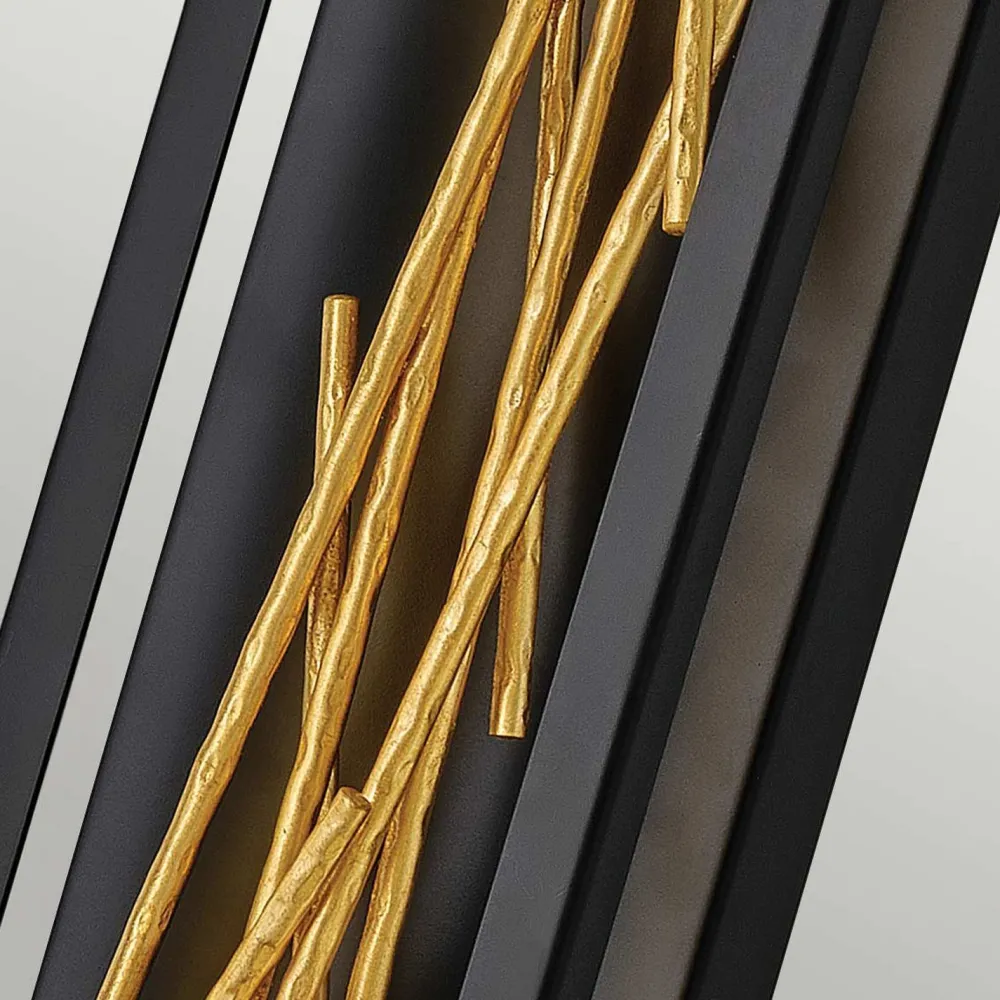 Elstead LED Wandlampe Metall H: 61 cm in Schwarz Gold eckig* Led Lampen|Wandleuchten