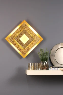 Outlet Eco-Light LED Wandlampe Metall in Gold B:32 cm Wand Decke dimmbar