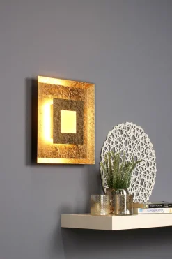 Outlet Eco-Light LED Wandlampe Metall in Gold B:32 cm Wand Decke dimmbar