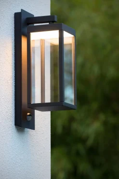 LED Wandlampe mit Bewegungsmelder Aluminium Glas 3000 K* Außenwandleuchten|Led Außenleuchten