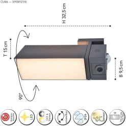 Eco-Light LED Wandlampe mit Bewegungsmelder IP54 1000 lm dimmbar* Metall Lampen|Led Außenleuchten