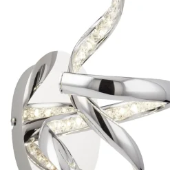 Sale Searchlight LED Wandlampe mit Zugschalter Metall Glas H:38 cm Chrom