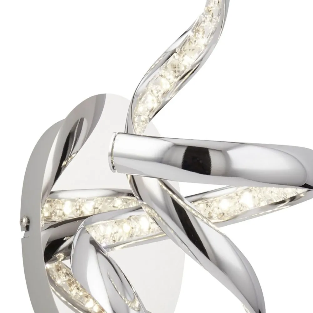 Sale Searchlight LED Wandlampe mit Zugschalter Metall Glas H:38 cm Chrom