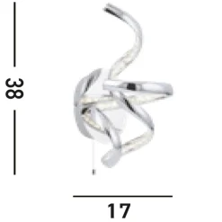 Sale Searchlight LED Wandlampe mit Zugschalter Metall Glas H:38 cm Chrom