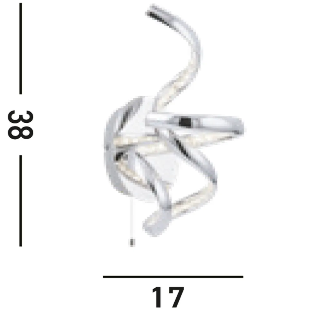 Sale Searchlight LED Wandlampe mit Zugschalter Metall Glas H:38 cm Chrom