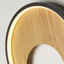 Sale Searchlight LED Wandlampe rund Ø 30 cm Schwarz Braun 3000 K