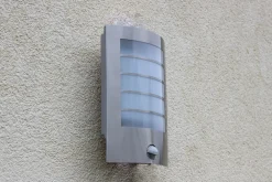 Eco-Light LED Wandlampe Sensor Edelstahl IP44 H:25,4 cm flach* Metall Lampen|Led Außenleuchten