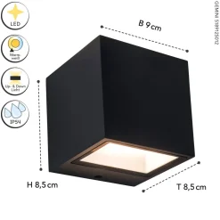 Hot Eco-Light LED Wandlampe Up Down Schwarz B:8,5 cm IP54 850 lm 9 W